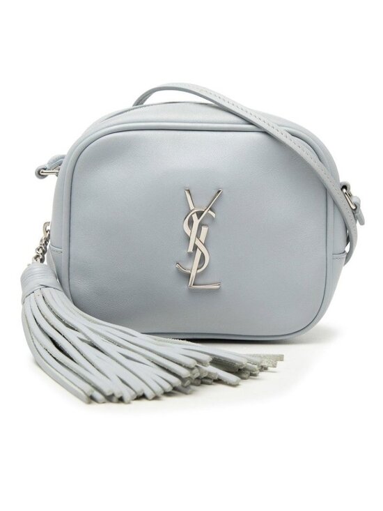 Yves Saint Laurent Handbags - Saint Laurent YSL Logo Bloga Tassel Mini Shoulder Bag Blue Leather